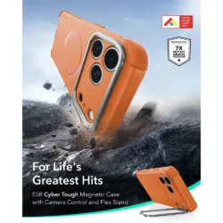 ESR รุ่น Cyber Tough Stash Stand (Camera Control) - เคส iPhone 18 Pro Max / 17 Pro Max - สี Orange 10 ESR รุ่น Cyber Tough Stash Stand (Camera Control) - เคส iPhone 18 Pro Max / 17 Pro Max - สี Orange