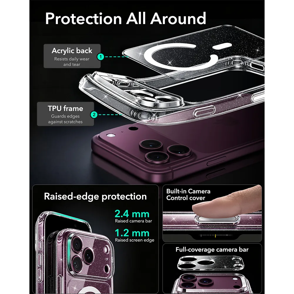 ESR รุ่น Classic Hybrid (Camera Control) - เคส iPhone 18 Pro / 17 Pro - สี Shimmer 4 ESR รุ่น Classic Hybrid (Camera Control) - เคส iPhone 18 Pro / 17 Pro - สี Shimmer - Image 4