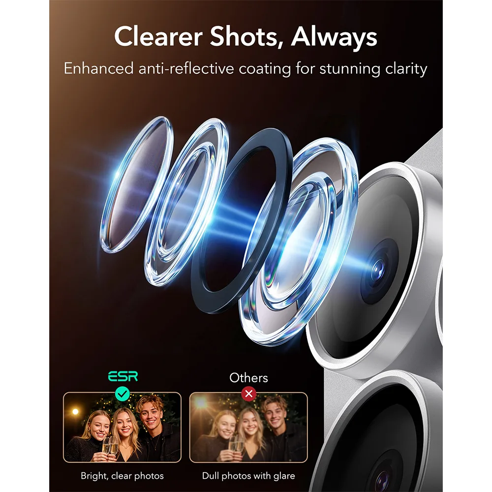 ESR รุ่น Armorite® Pro Full Coverage Camera Lens - กระจกเลนส์กล้อง iPhone 18 Pro Max 7 ESR รุ่น Armorite® Pro Full Coverage Camera Lens - กระจกเลนส์กล้อง iPhone 18 Pro Max - Image 7