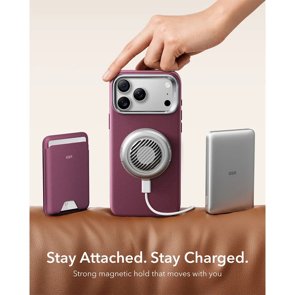 ESR รุ่น Leather Stash Stand (Camera Control) - เคส iPhone 18 Pro / 17 Pro - สี Deep Burgundy 5 ESR รุ่น Leather Stash Stand (Camera Control) - เคส iPhone 18 Pro / 17 Pro - สี Deep Burgundy - Image 5
