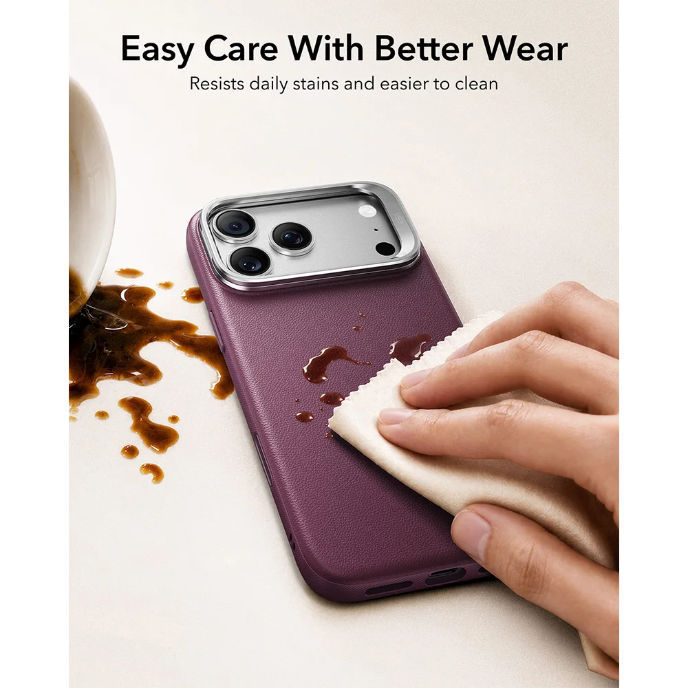 ESR รุ่น Leather Stash Stand (Camera Control) - เคส iPhone 18 Pro / 17 Pro - สี Deep Burgundy 7 ESR รุ่น Leather Stash Stand (Camera Control) - เคส iPhone 18 Pro / 17 Pro - สี Deep Burgundy - Image 7