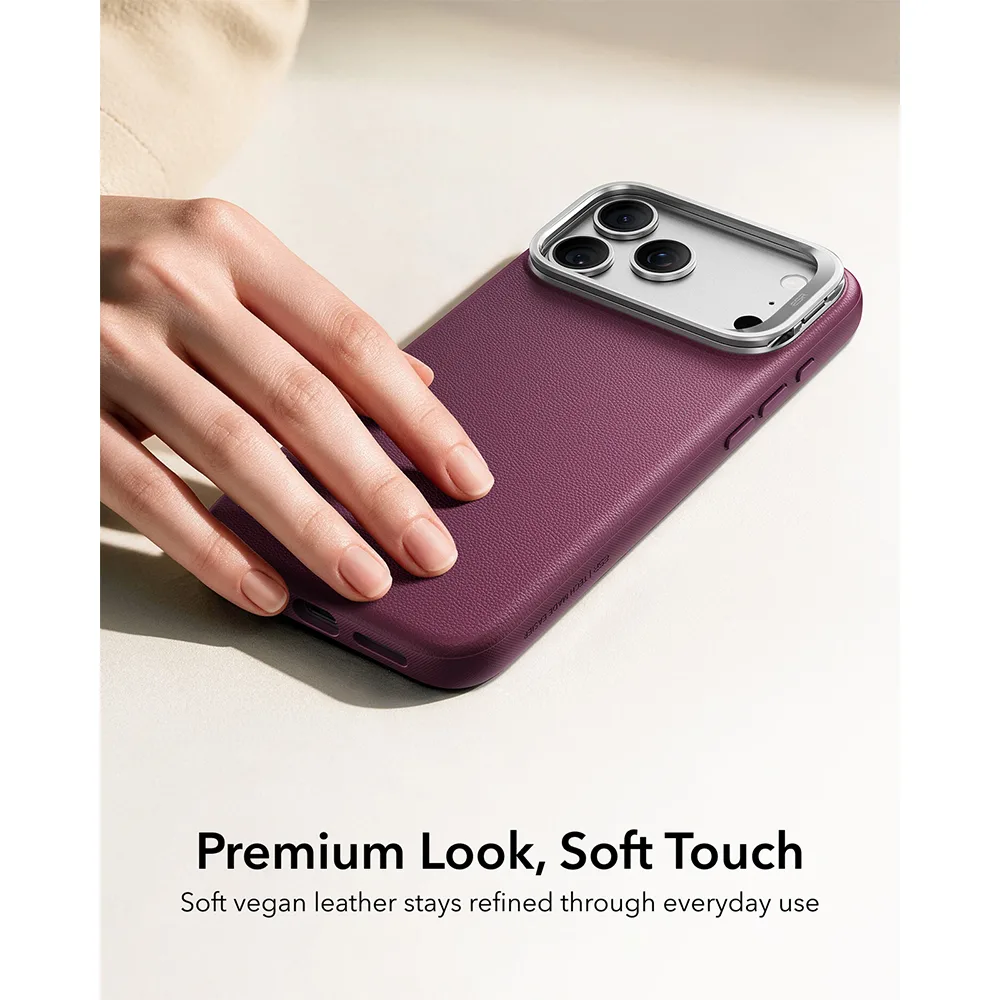 ESR รุ่น Leather Stash Stand (Camera Control) - เคส iPhone 18 Pro / 17 Pro - สี Deep Burgundy 6 ESR รุ่น Leather Stash Stand (Camera Control) - เคส iPhone 18 Pro / 17 Pro - สี Deep Burgundy - Image 6