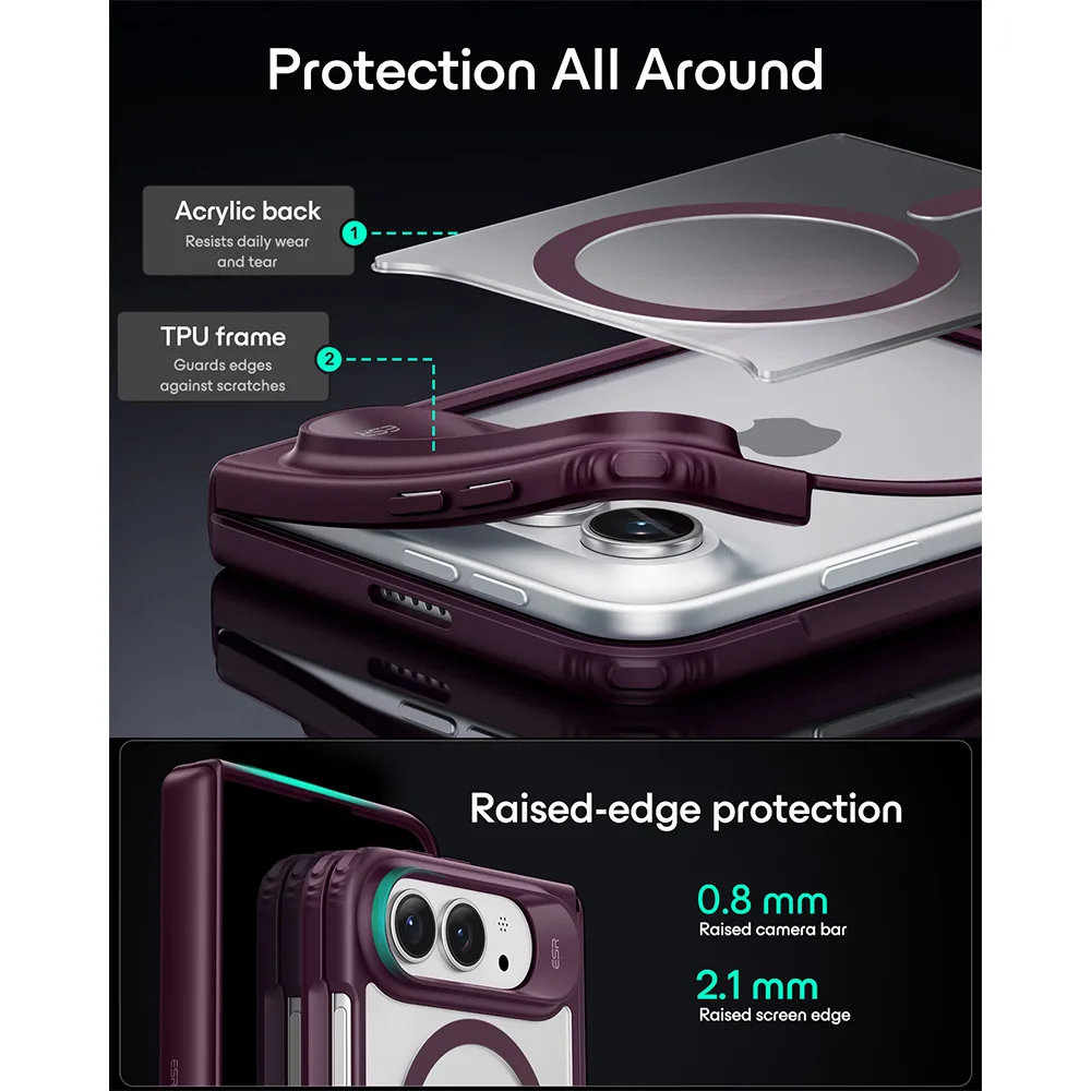 ESR รุ่น Classic Hybrid (Camera Control) - เคส iPhone Duo - สี Deep Burgundy - Image 3
