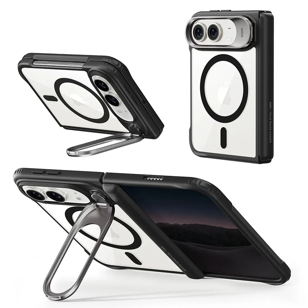 ESR รุ่น Classic Hybrid Stash Stand (Camera Control) - เคส iPhone Duo - สี Clear Black - Image 5