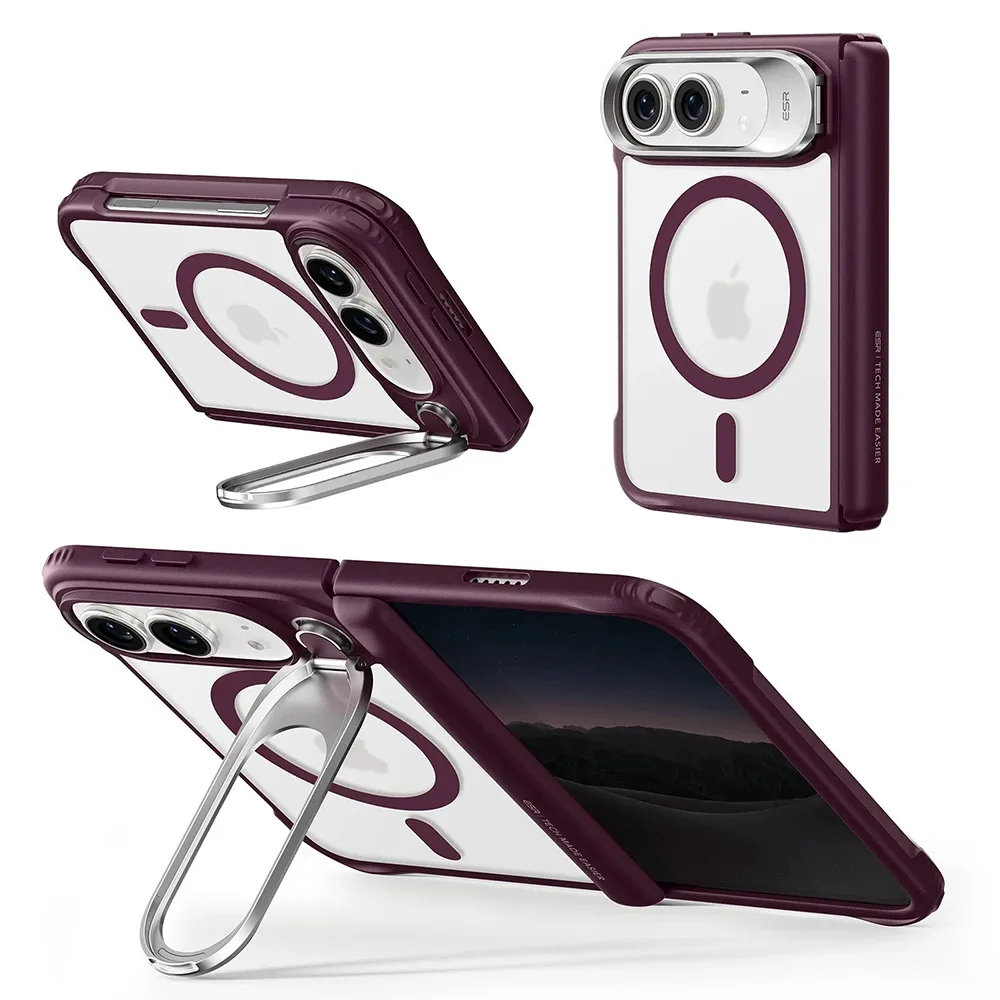 ESR รุ่น Classic Hybrid Stash Stand (Camera Control) - เคส iPhone Duo - สี Deep Burgundy - Image 5