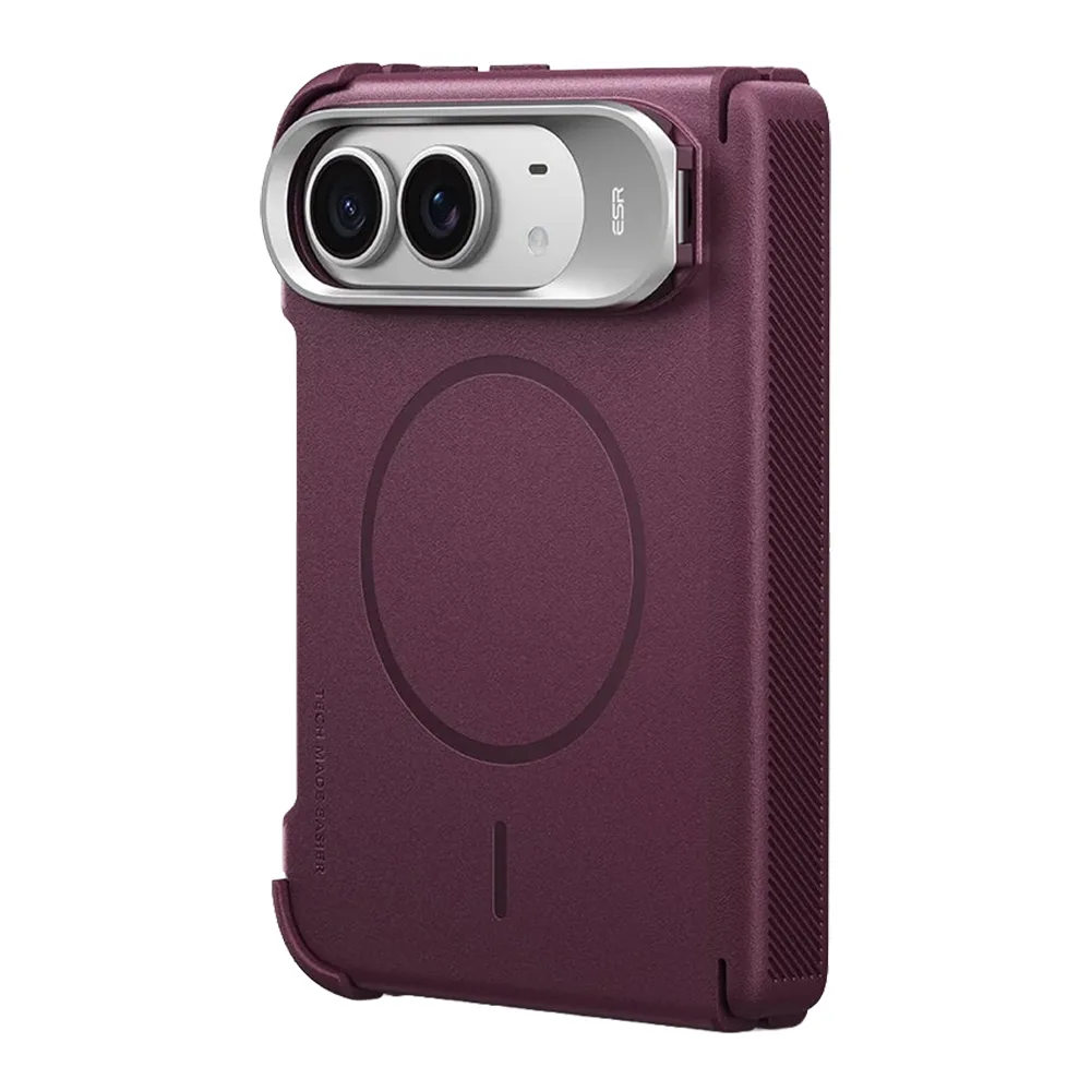 ESR รุ่น Cyber Tough Stash Stand (Camera Control) - เคส iPhone Duo - สี Deep Burgundy