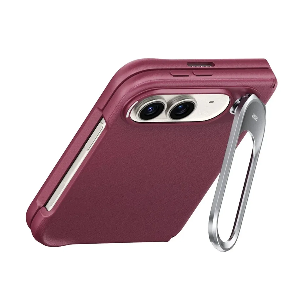 ESR รุ่น Leather Stash Stand (Camera Control) - เคส iPhone Duo - สี Deep Burgundy - Image 2