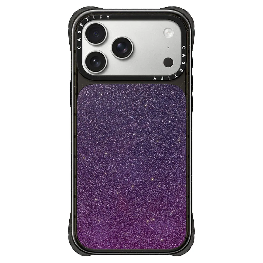 Casetify รุ่น Ultra Impact Canvas Glitter Case - เคส iPhone 18 Pro / 17 Pro - ลาย Glitter Purple on Black 1 Casetify รุ่น Ultra Impact Canvas Glitter Case - เคส iPhone 18 Pro / 17 Pro - ลาย Glitter Purple on Black