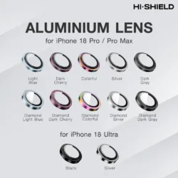 Hishield รุ่น Aluminum Lens - กระจกเลนส์กล้อง iPhone 18 Pro / 18 Pro Max 17 Hishield รุ่น Aluminum Lens - กระจกเลนส์กล้อง iPhone 18 Pro / 18 Pro Max