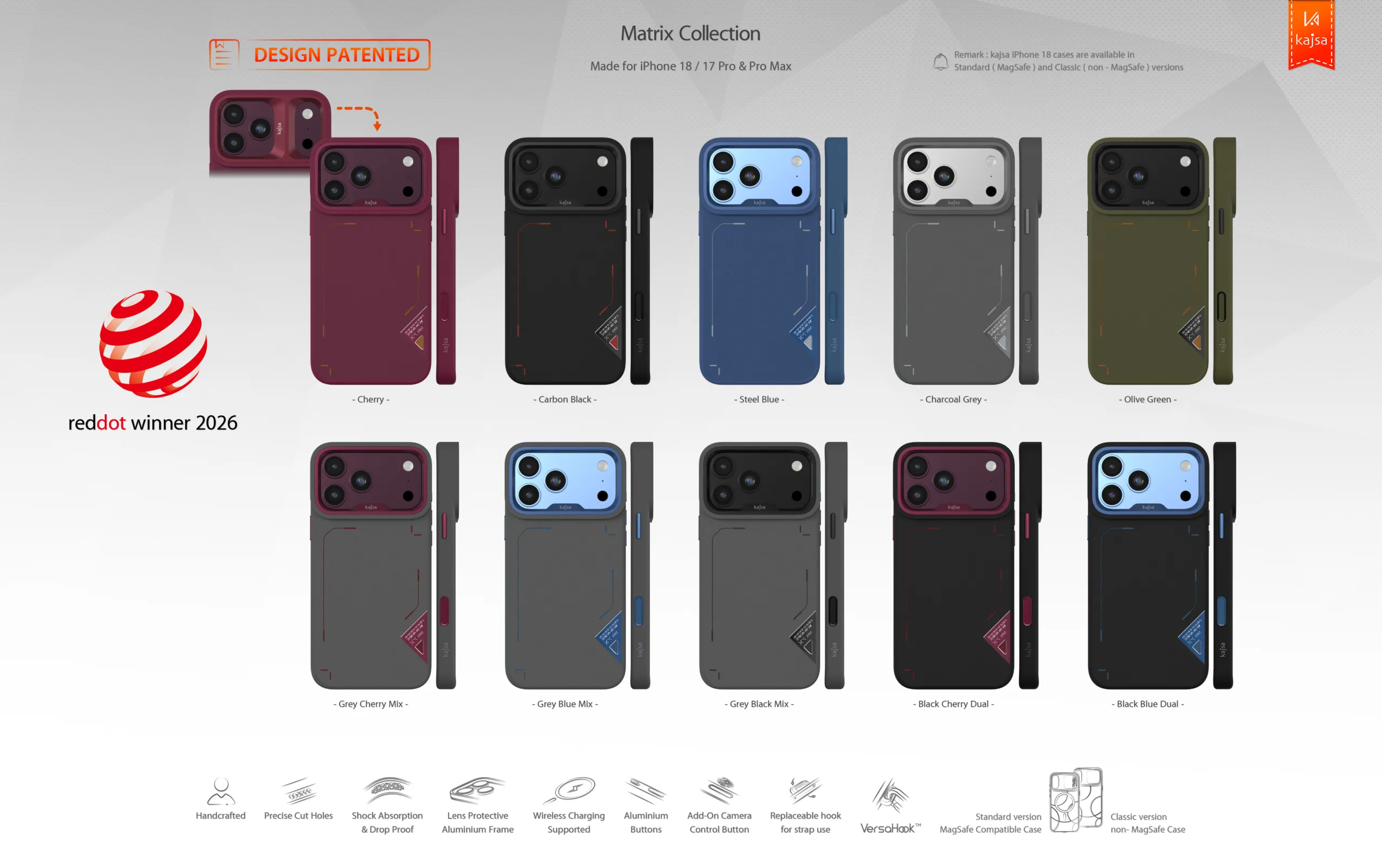 kajsa รุ่น Matrix Collection - เคส iPhone 18 Pro / 17 Pro - สี Carbon Black 10 kajsa รุ่น Matrix Collection - เคส iPhone 18 Pro / 17 Pro - สี Carbon Black - Image 10