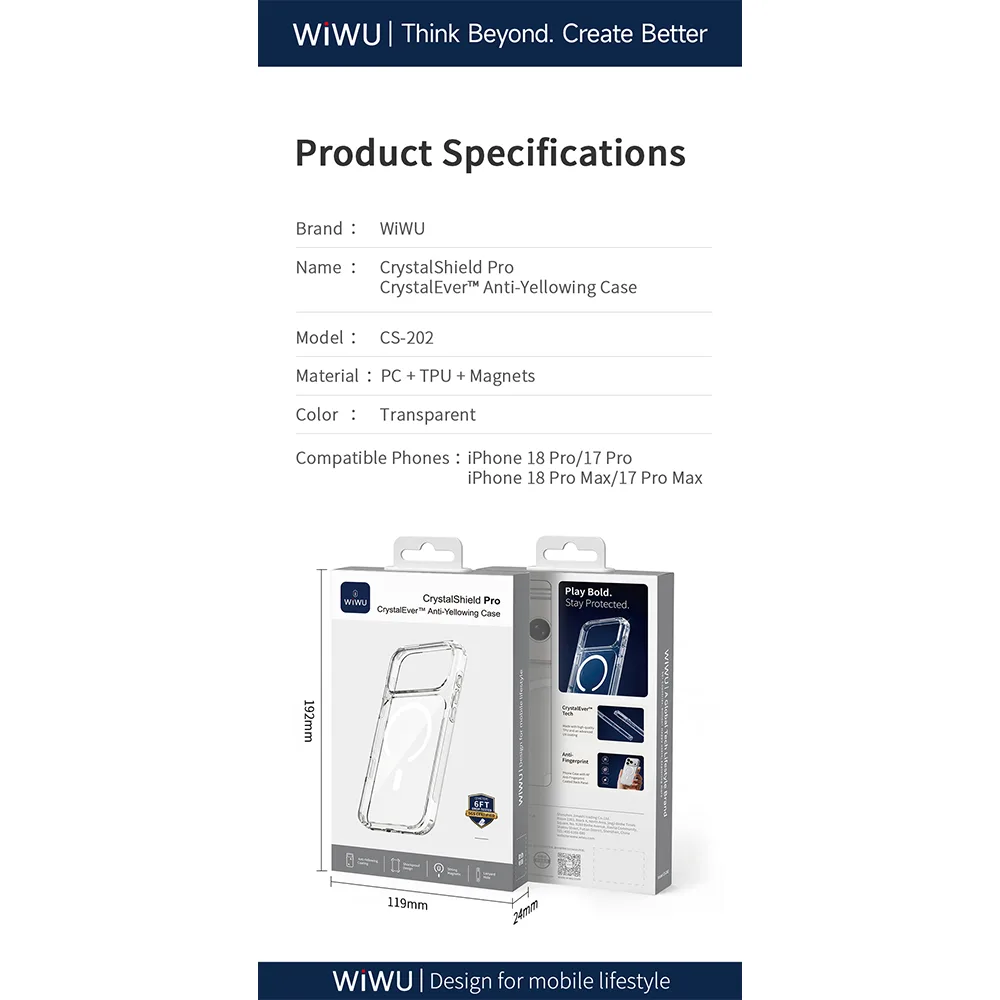 WiWU รุ่น CrystalShield Pro CrystalEver - เคส iPhone 18 Pro / 17 Pro - สี Clear 14 WiWU รุ่น CrystalShield Pro CrystalEver - เคส iPhone 18 Pro / 17 Pro - สี Clear - Image 14