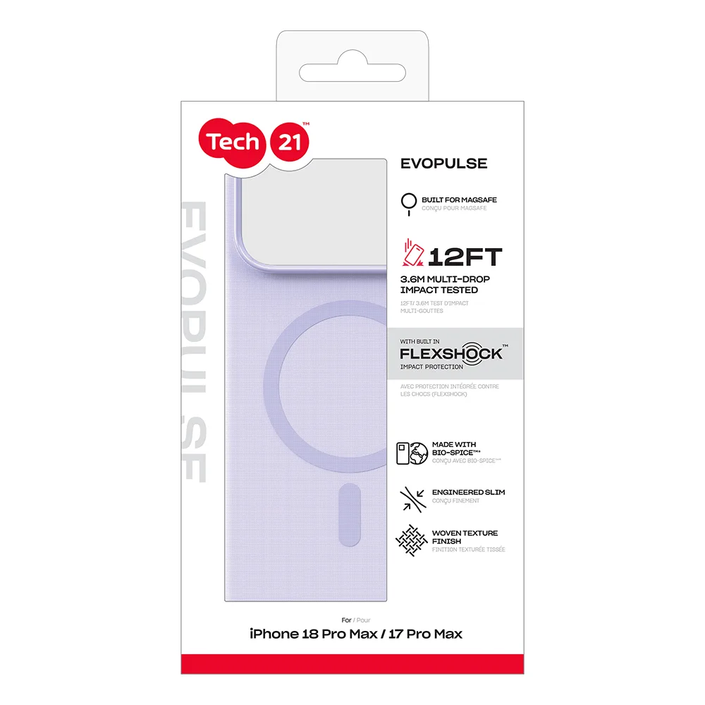 Tech21 รุ่น EvoPulse Fauxven (MagSafe) - เคส iPhone 18 Pro / 17 Pro - สี Lilac 6 Tech21 รุ่น EvoPulse Fauxven (MagSafe) - เคส iPhone 18 Pro / 17 Pro - สี Lilac - Image 6