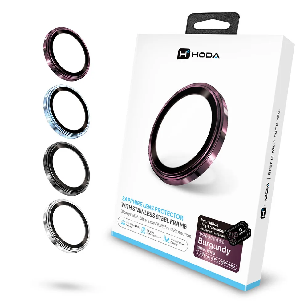 Hoda รุ่น Sapphire Lens Protector (Stainless Steel) - กระจกเลนส์กล้อง 18 Pro / 18 Pro Max 1 Hoda รุ่น Sapphire Lens Protector (Stainless Steel) - กระจกเลนส์กล้อง 18 Pro / 18 Pro Max