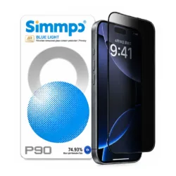 Simmpo รุ่น P90 AR Privacy (BLR) - ฟิล์มกระจก iPhone 18 Pro Max / 17 Pro Max / 16 Pro Max