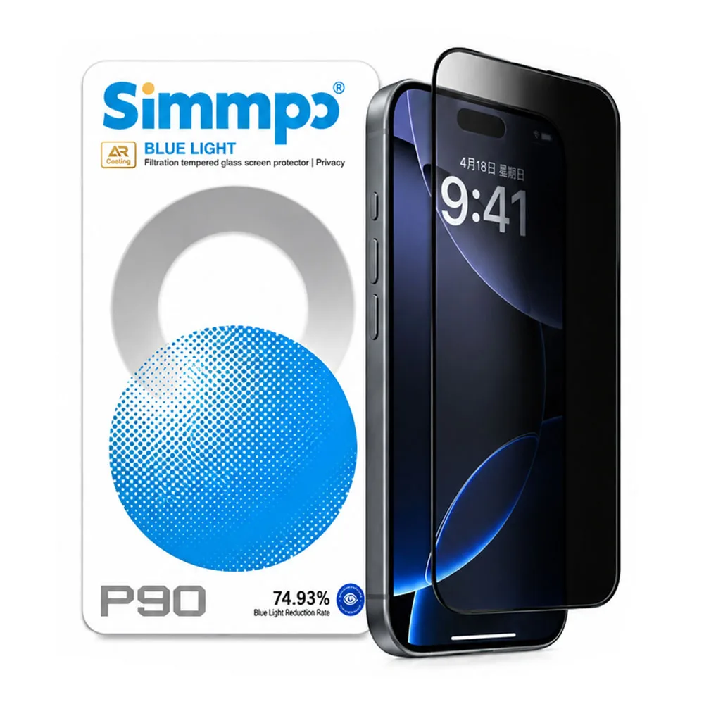 Simmpo รุ่น P90 AR Privacy (BLR) - ฟิล์มกระจก iPhone 18 Pro / 17 Pro / 17 1 Simmpo รุ่น P90 AR Privacy (BLR) - ฟิล์มกระจก iPhone 18 Pro / 17 Pro / 17