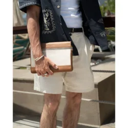 GRAMS(28) รุ่น 127 Folio Clutch Canvas (La Siesta Collection) - กระเป๋าคลัทช์ - สี Lion