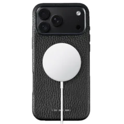 GRAMS(28) รุ่น 121 MagSafe Leather (Pebbled Leather) - เคส iPhone 18 Pro Max / 17 Pro Max - สี Black