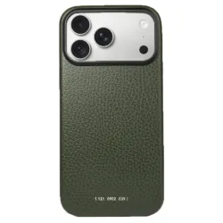 GRAMS(28) รุ่น 121 MagSafe Leather (Pebbled Leather) - เคส iPhone 18 Pro Max / 17 Pro Max - สี Dark Green