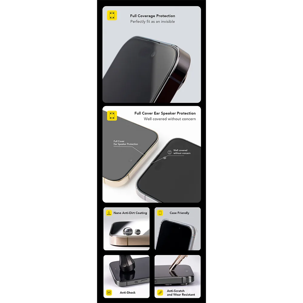 Hoda รุ่น 2.5D Anti-Peeper & Anti-Reflection Screen Protector - ฟิล์มกระจก iPhone Duo(พร้อมอุปกรณ์ช่วยติดตั้ง) - Image 11