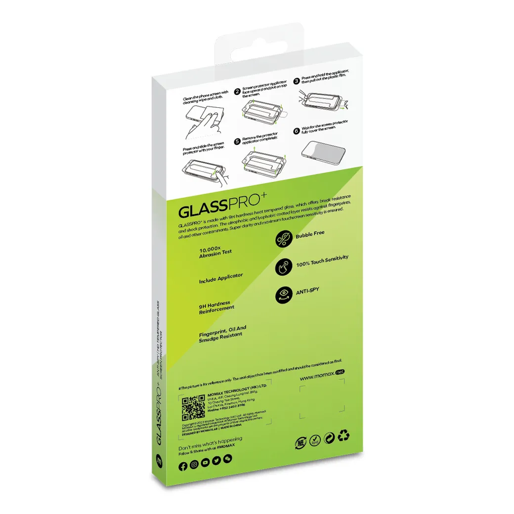Momax รุ่น PG Privacy Screen Protector - ฟิล์มกระจก iPhone 15 Plus - สี Transparent 11 Momax รุ่น PG Privacy Screen Protector - ฟิล์มกระจก iPhone 15 Plus - สี Transparent